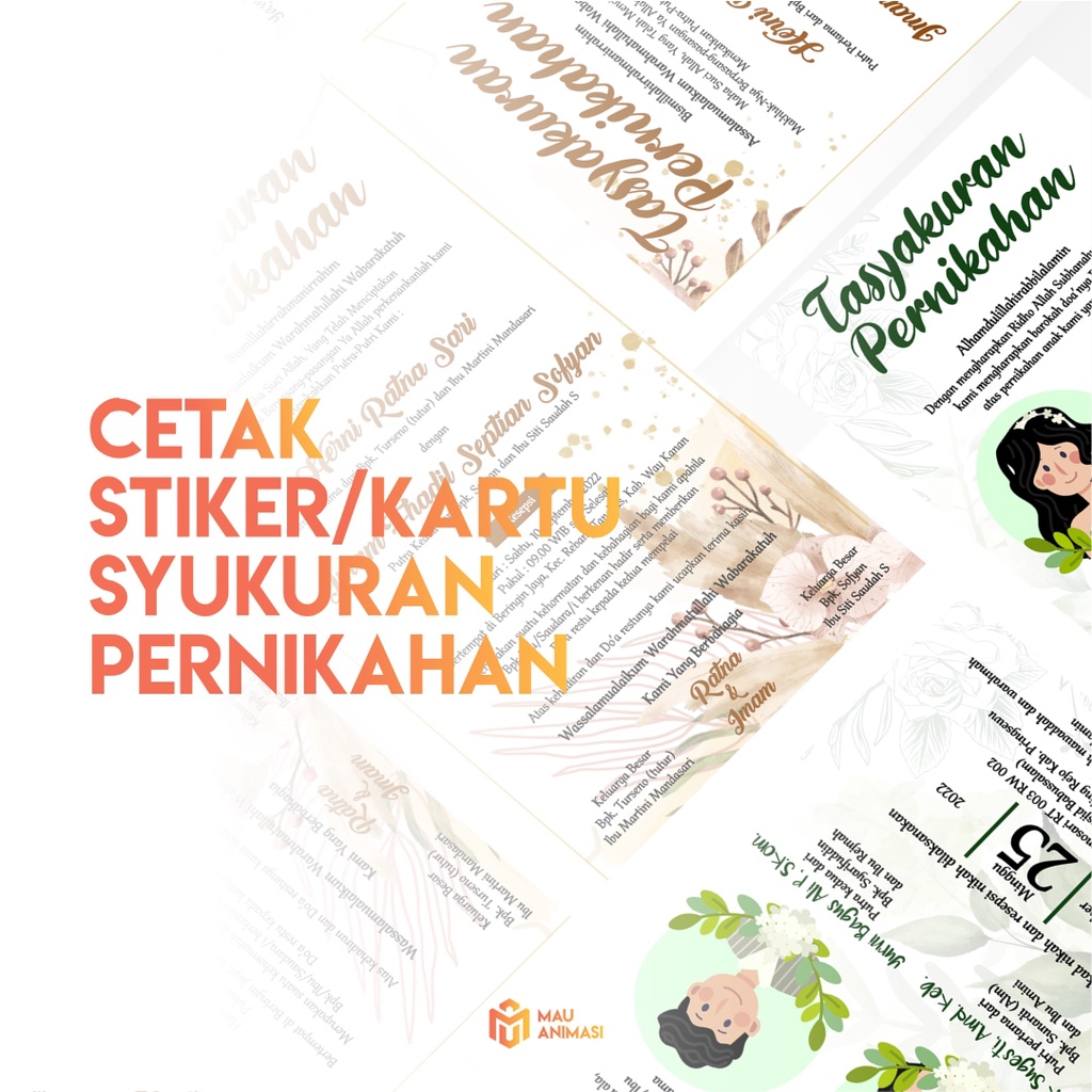 Jual Cetak Stiker Atau Kartu Syukuran Pernikahan | Shopee Indonesia