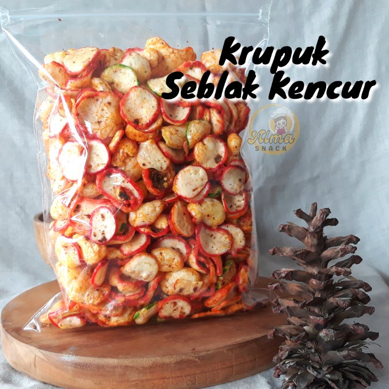 Jual 1kg Krupuk Seblak Kencur Bantat Pedas Snack Kiloan Murah Alma