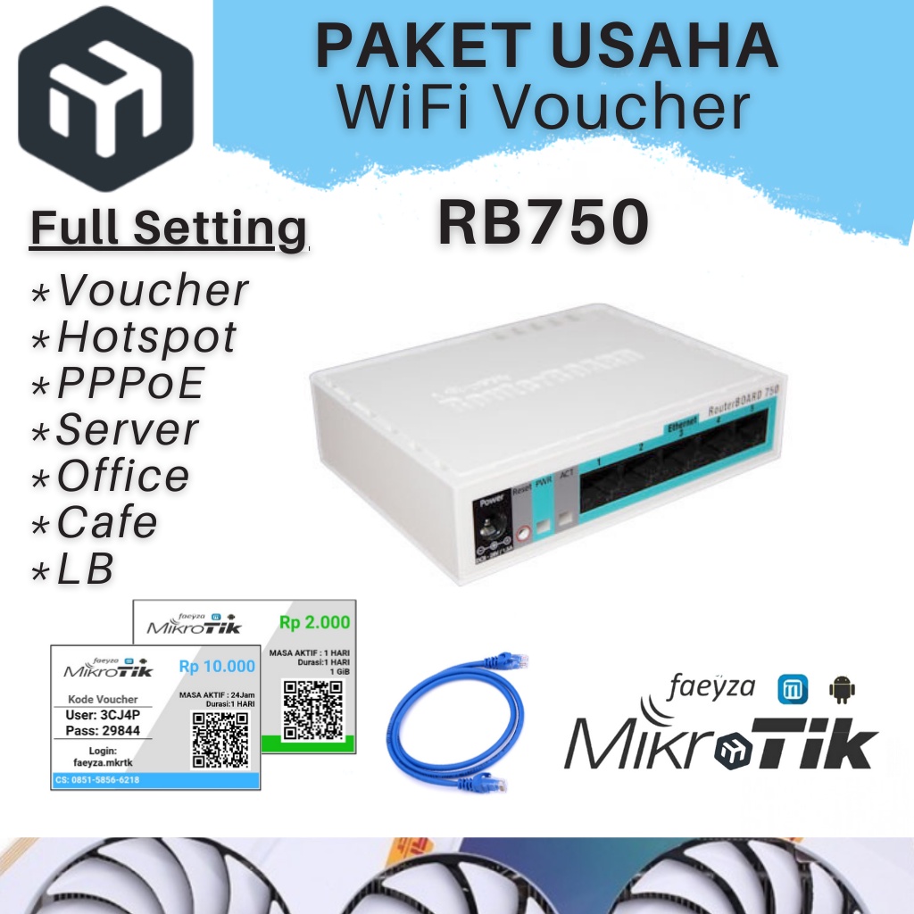 Jual MikroTik RB750 Full Setting Voucher Hotspot PPPoE RT RW Net ...
