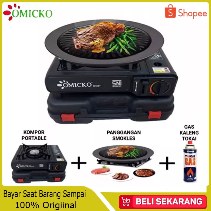 Jual PAKET MYVO/OMICKO Kompor Portable + BBQ Grill Bulat + Gas kaleng ...