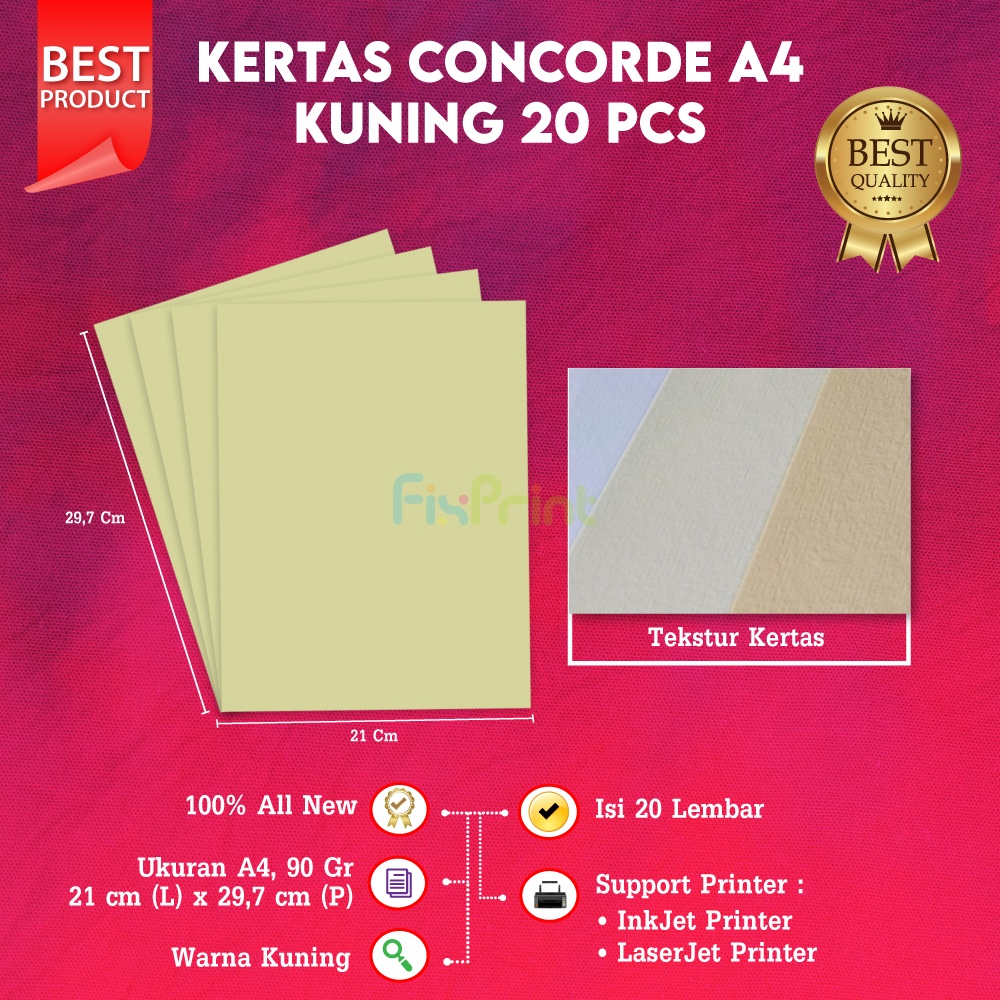 Jual Paper Concorde A4 90gr 1pack isi 20 Lembar 210mm x 297mm Kertas ...