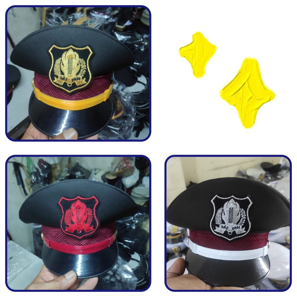 Jual Topi Pet Satpam Security Terbaru List Putih List Kuning List Merah