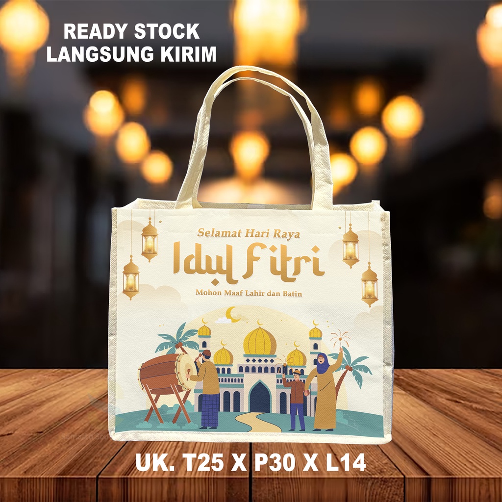 Jual Goodie Bag Idul Fitri Size 25x30x14 / Tas Spunbond Lebaran Ready