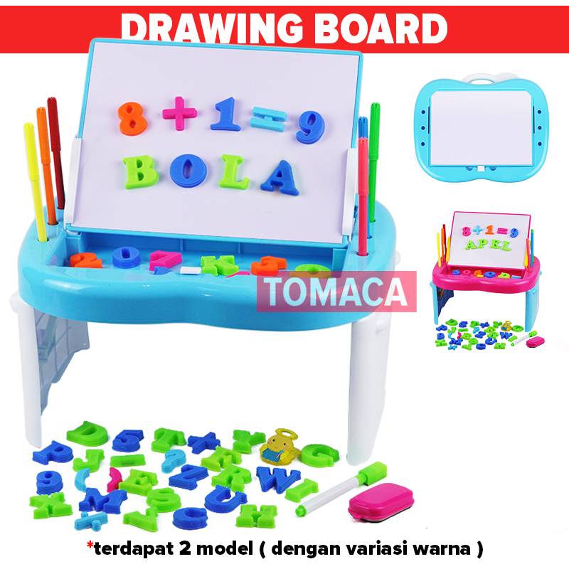 Jual Mainan Edukasi Anak Meja Belajar Magnet Huruf Angka Learning Table ...