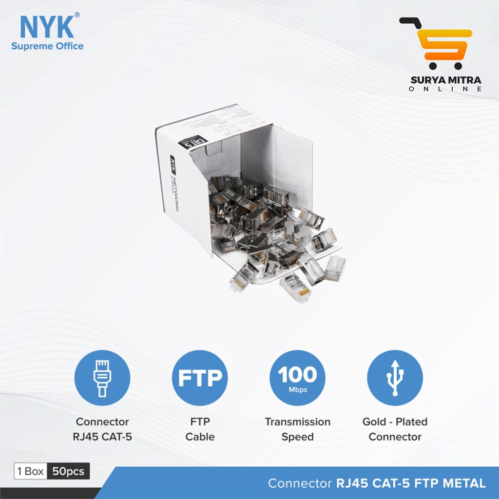 Jual RJ45 CAT 5 NYK CONNECTOR RJ 45 FTP CAT5 ISI 50PCS RJ45 BESI CAT5 ...