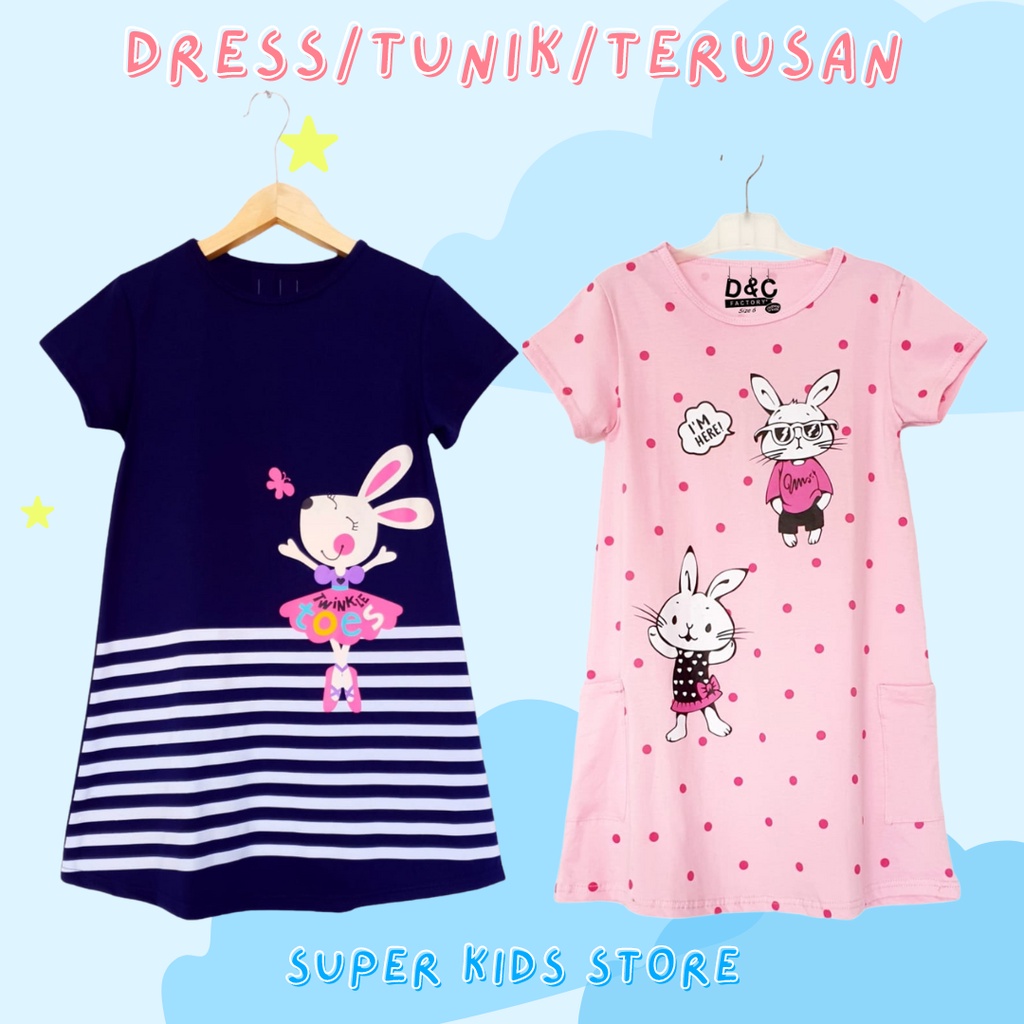 Jual Baju Dress Anak Perempuan Rabbit Kelinci usia 2-6 tahun | Shopee ...