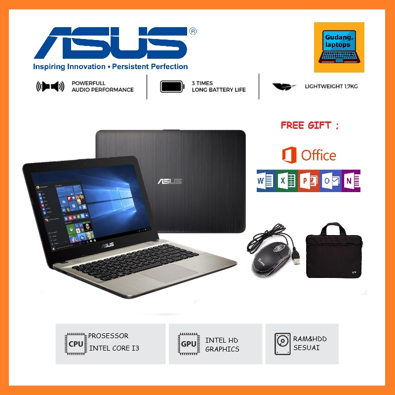 Jual Laptop Asus X441u Intel Core I3 Ram 4gb Ssd 256gbwindows 10 Shopee Indonesia 6972