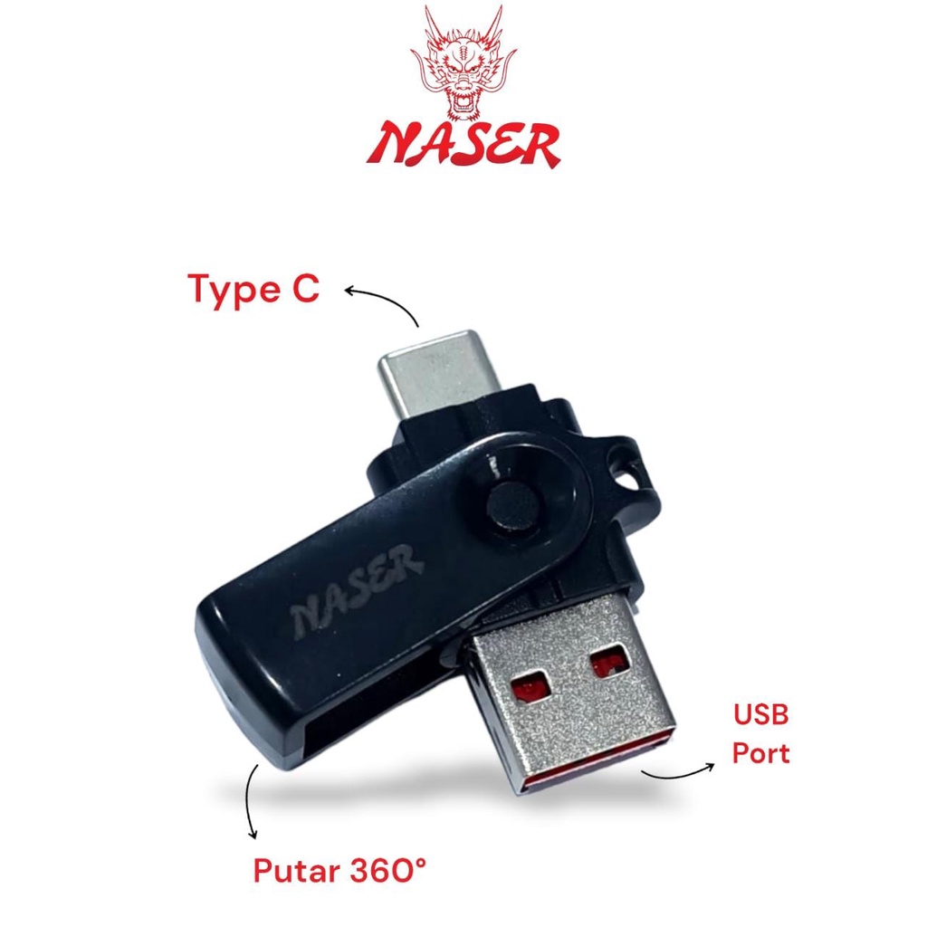 Jual NASER OTG USB TO TYPE C PUTAR NRO-03 / ADAPTER CONVERTER TYPE C ...