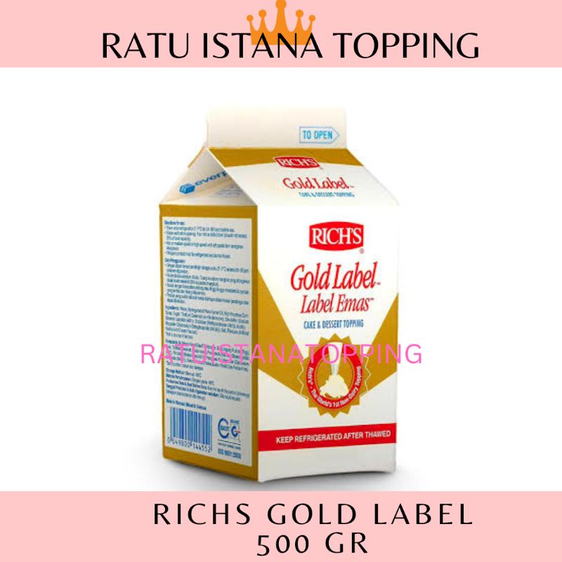 Jual RICHS GOLD LABEL 500 GR WHIPING CREAM CAIR RICH WHIP KRIM INSTANT TOPPING MILES CREPES