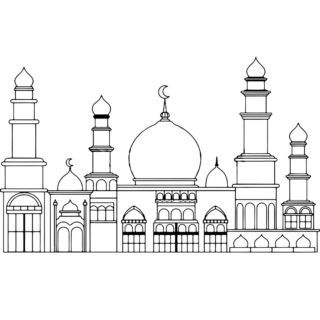 Jual Gambar Mewarnai ~ ISLAMI MASJID / Seketsa Lukis / Drawing