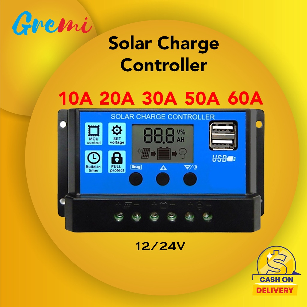 Jual Solar Charge Controller LCD LED Display PWM 12V/24V 10A 20A 30A ...