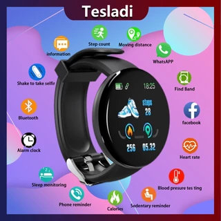 Tesladi SmartWatch D18 Smart Watch Olahraga Tahan Air Pria dan Wanita Bluetooth Digital Smart Watch