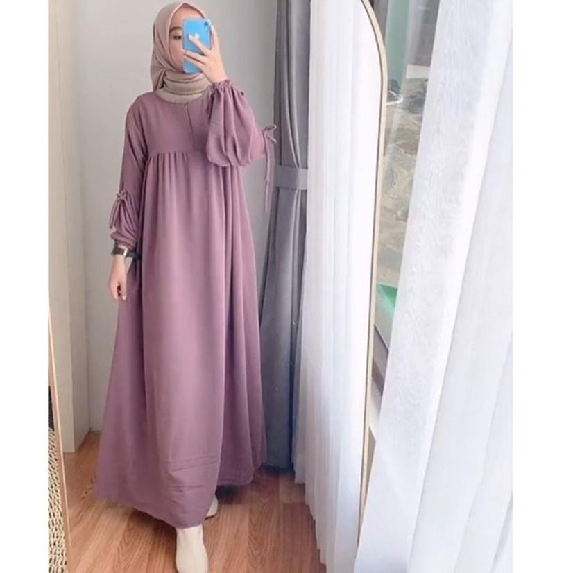 Jual Model Gamis Terbaru 2023 Hitam Polos Simpel Modern Remaja Dress Wanita Muslim Pesta Elegan 2275