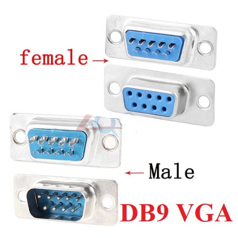 Jual DB9 DB 9 DB-9 RS232 Male Female 9 pin Connector VGA Socket Adapter ...