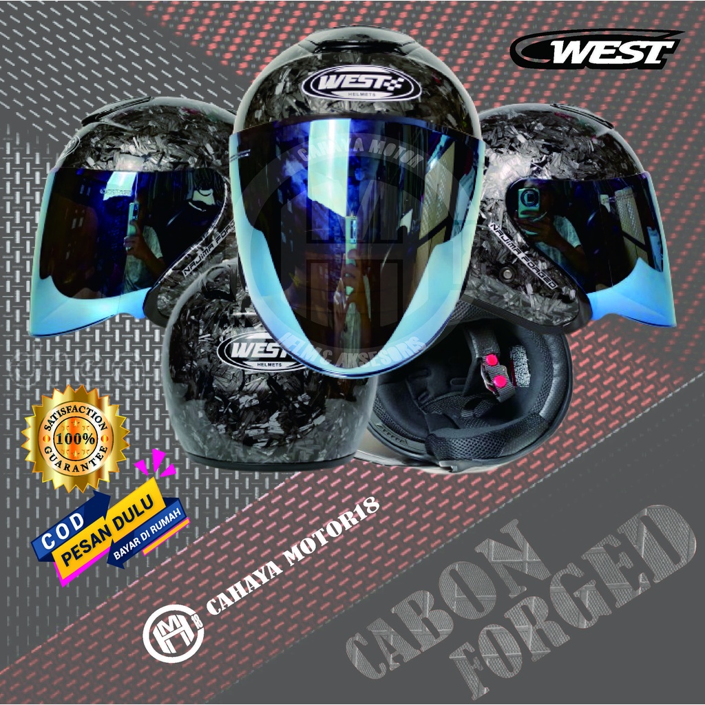 Jual HELM WEST NAJIMA I CARBON FORGED I HALFFACE | Shopee Indonesia