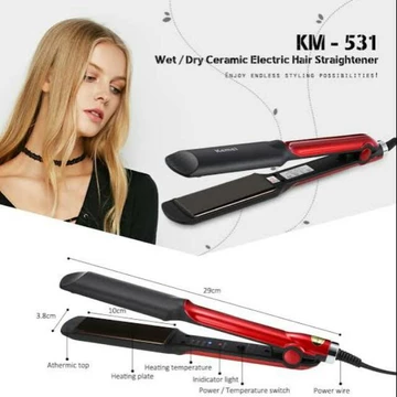 Catok Catokan Rambut Kemei 531 Ceramic Heating Plate Pelurus Pengeriting Elektrik Bahan Keramik