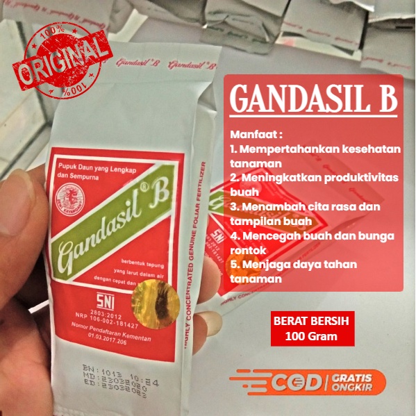 Jual Pupuk Npk Majemuk Gandasil B 100 Gram Warna Merah / Obat Penyubur ...