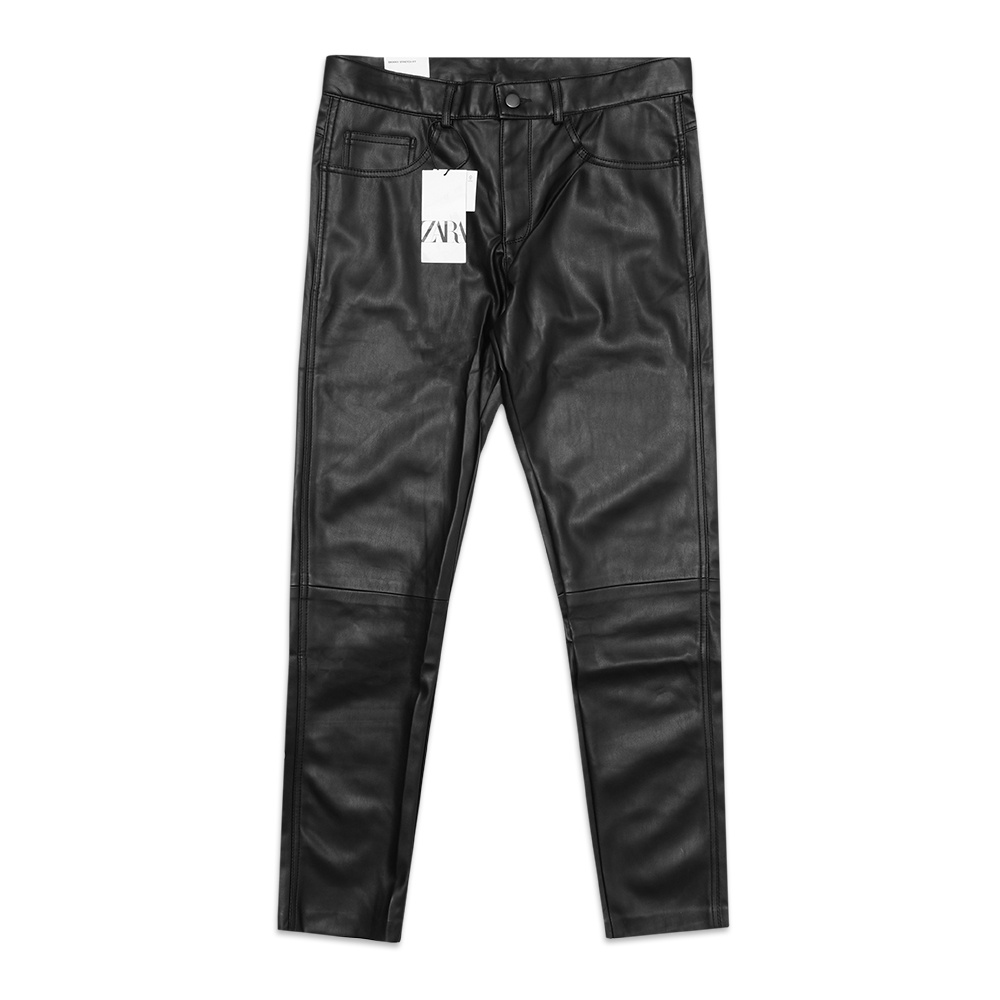 Jual ZRA Faux Leather Pants Black Shopee Indonesia
