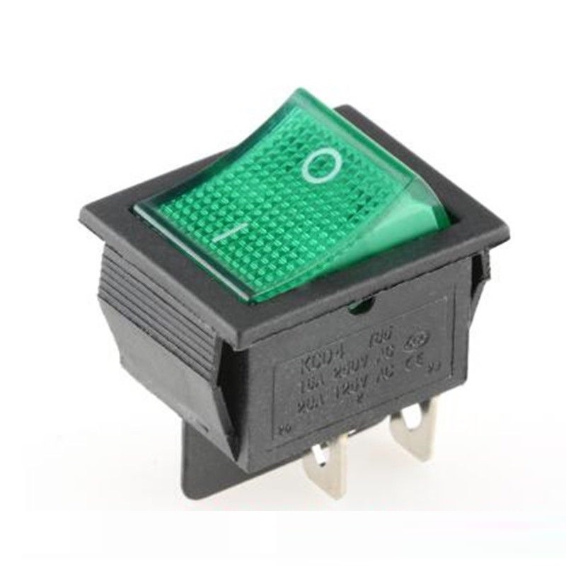 3 Pcs Square Rocker Switch ON-Off Boat Rocker Switch 4 Pin Green Light With Waterproof Cover Dps Ac 250v 16a 125v 20a For Electrical Machine Products