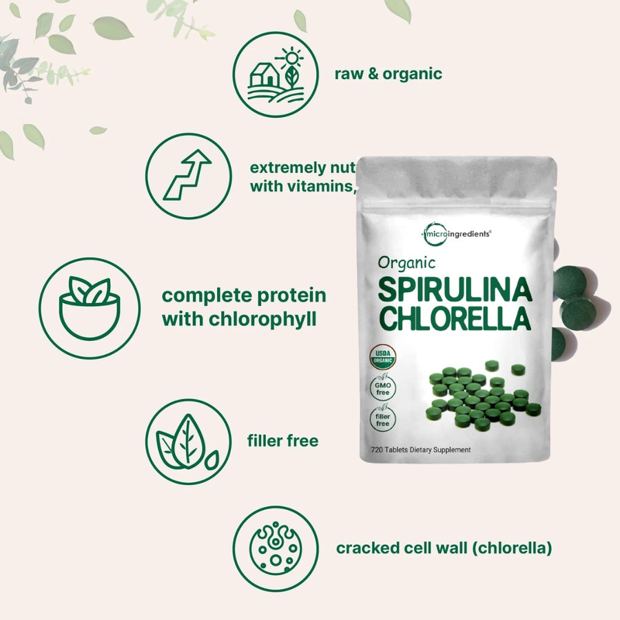 Jual Cod Microingredients Organic Chlorella Spirulina 720 Tablets