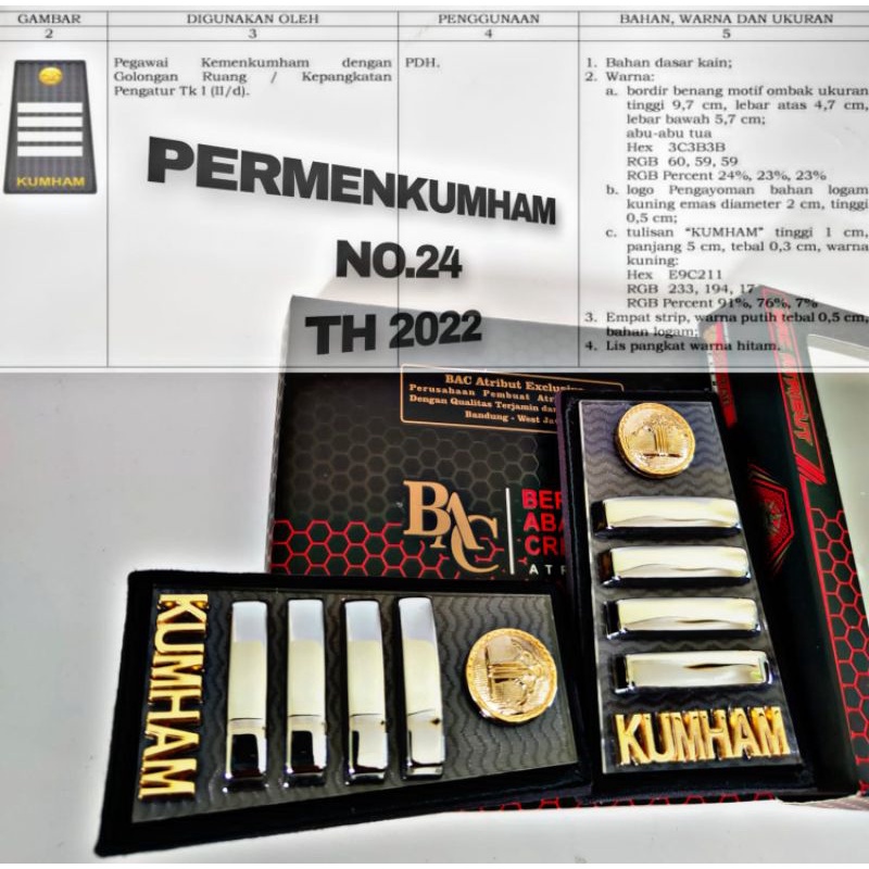 Jual Pangkat Pdh Kumham 2D Terbaru Kain Akrilik Exclusive BAC ATRIBUT ...