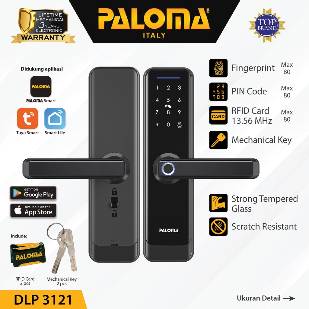 Jual PALOMA DLP 3121 Digital Lock Smart Home Kunci Pintu Door Handle WiFi Shopee Indonesia