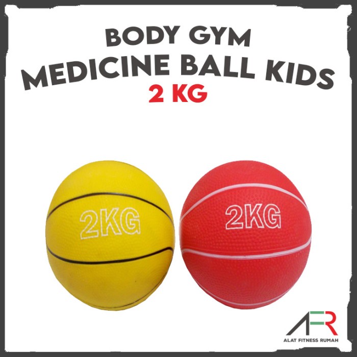 Jual Medicine Ball Kids 2kg Body Gym Merah Kuning Athletic Bola ...