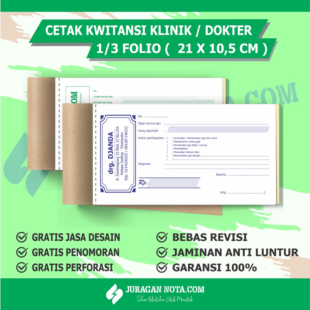 Jual KWITANSI DOKTER KLINIK 2 PLY 1/3 FOLIO / KWITANSI KLINIK