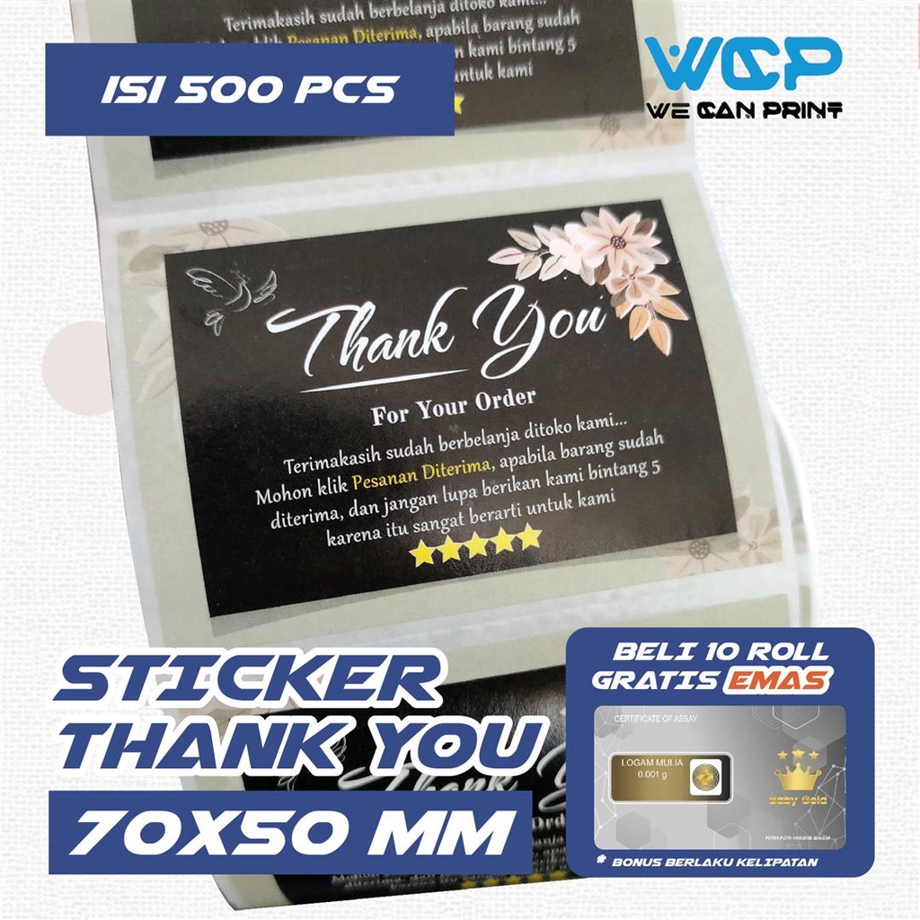 Jual Label Stiker Thank You Sticker Pengiriman Online Terima Kasih Isi