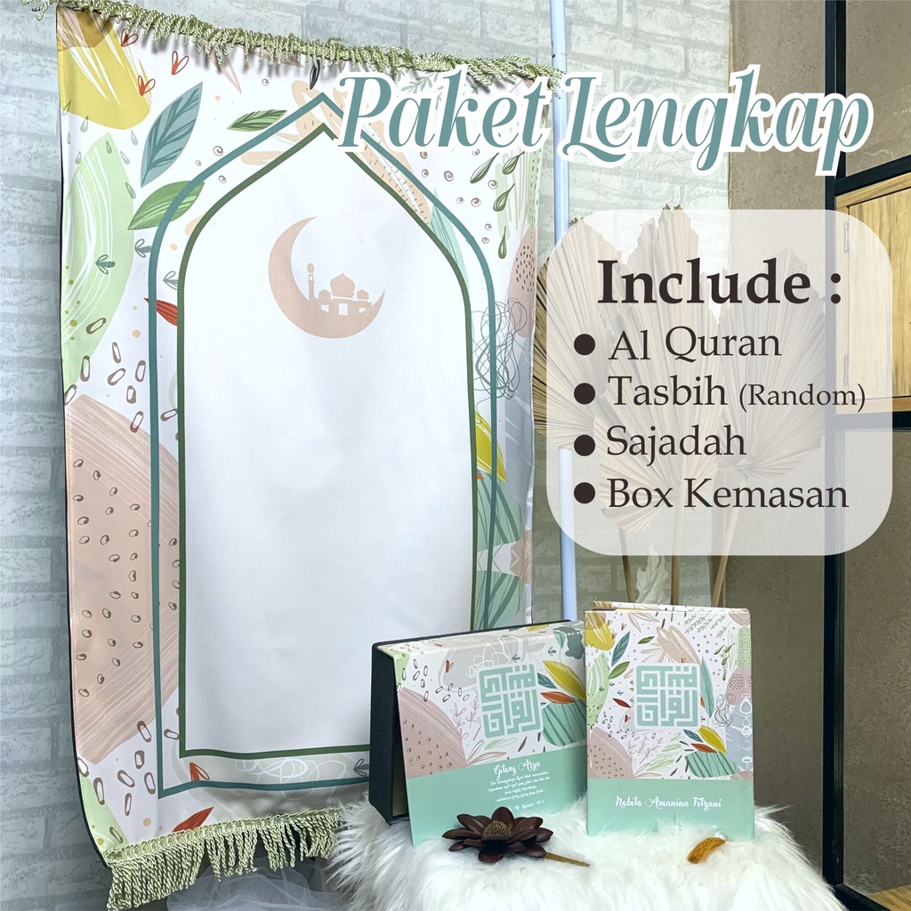 Jual Paket Lengkap Hampers Al Quran Custom Nama Dan Sajadah Seserahan