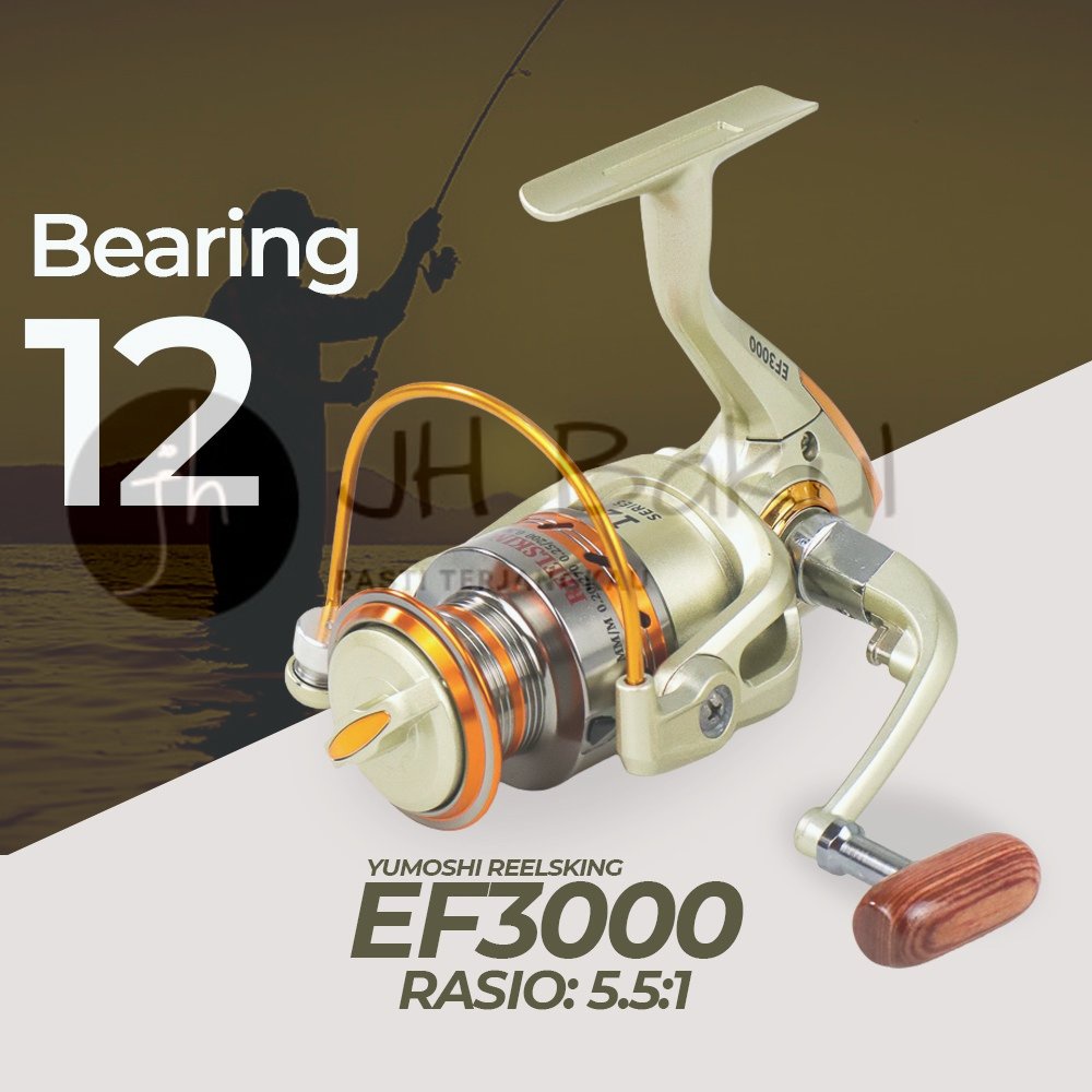 Jual Reel Pancing Spinning 12 Ball Bearing YUMOSHI REELSKING EF3000