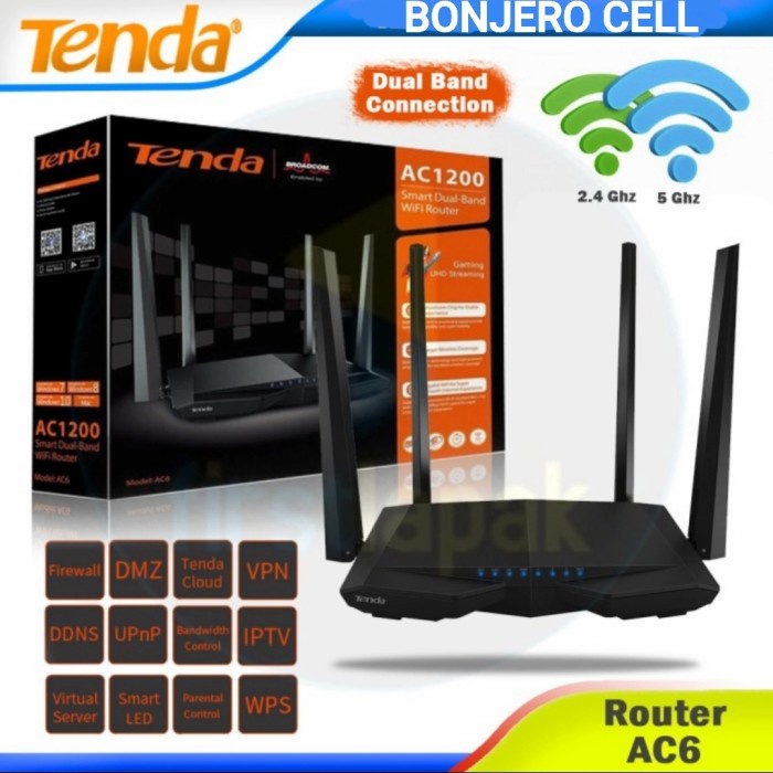 Jual tenda ac6 wireless router ac1200 smart wall killer wifi router ...