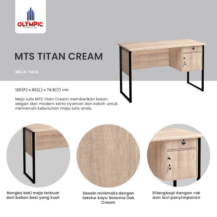 Jual Meja Kantor Meja Tulis Meja Kerja Olympic Mts Titan Cream Cherry