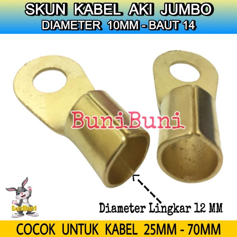 Jual SKUN Terminal Klem Kabel Aki JUMBO Ring Bulat M10 Baut 14 - KUNING ...