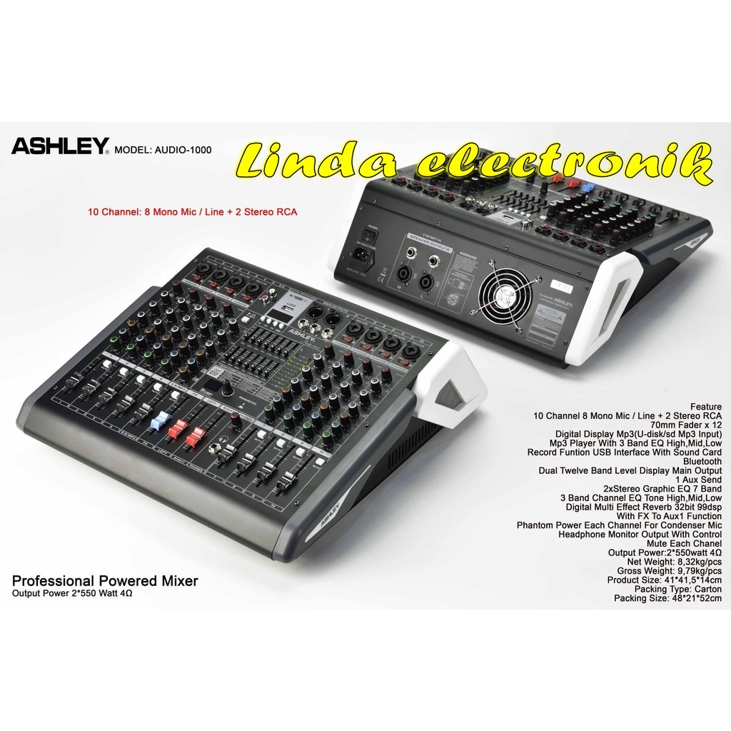 Jual power mixer ashley audio 1000 10 channel 1100 watt garansi
