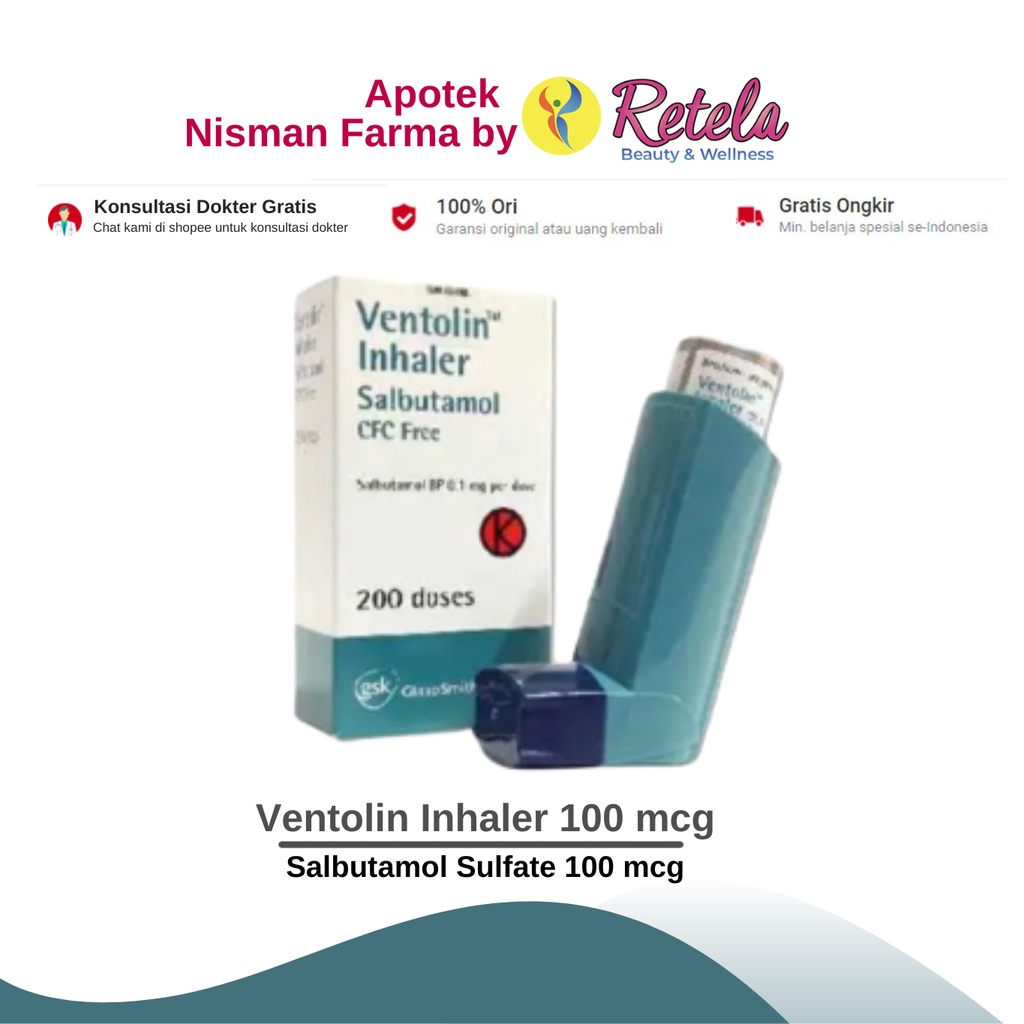 Jual VENTOLIN INHALER 100 MCG 200 DOSIS Shopee Indonesia