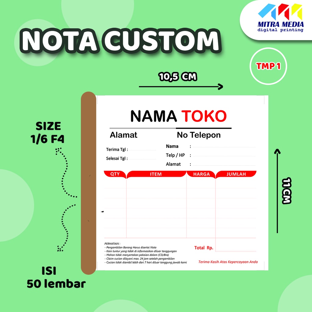 Jual CETAK NOTA CUSTOM | Shopee Indonesia
