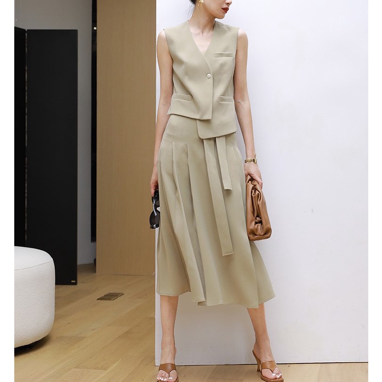 Jual 2308204 Women's Fashionable Irregular Vest and Skirt Set Shopee
