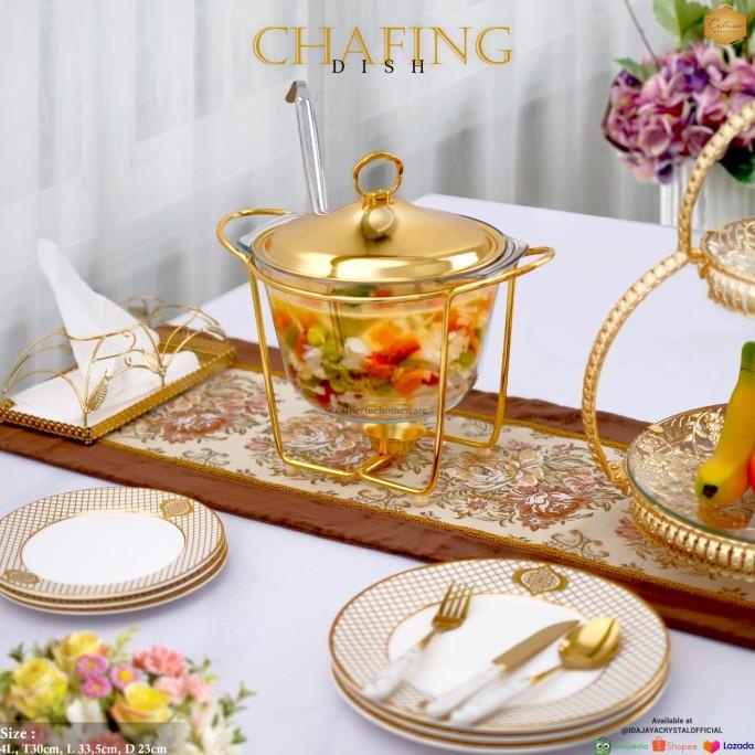 Jual Chafing dish + spoon gold 4liter chatrine | Shopee Indonesia