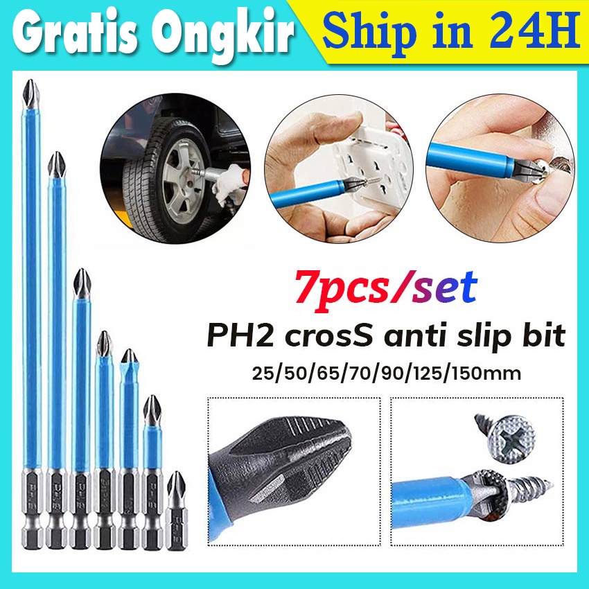 Jual 7PCS Mata bor Obeng Kuat anti slip 25125mm Mata Obeng