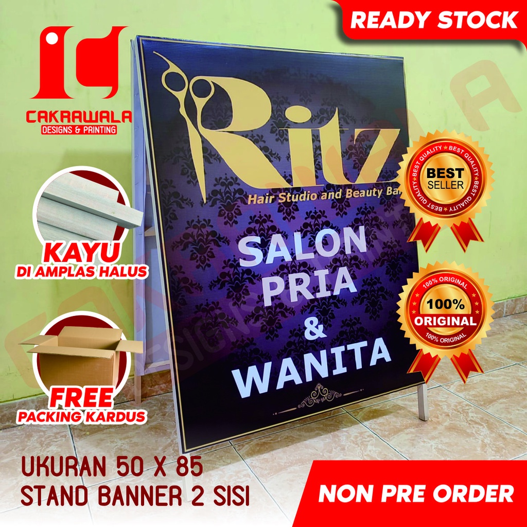 Jual STAND BANNER KAYU SALON PRIA & WANITA UKURAN 50 X 85 - STANDING ...