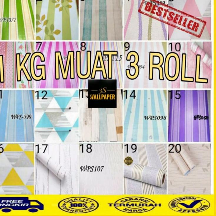 Jual Sedang Ramai Wallpaper Stiker Dinding Kamar Tidur Salur Sticker