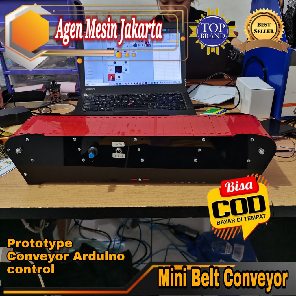 Jual Mini Belt Conveyor, Prototype Conveyor Arduino Control - Merah ...
