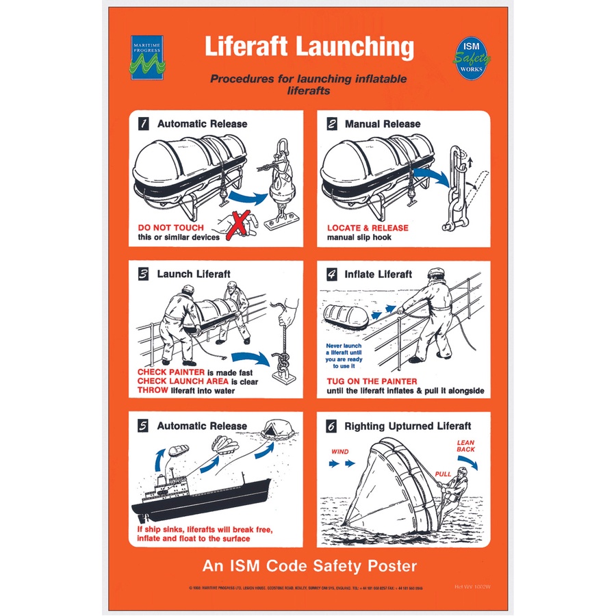 Jual Sticker Safety Sign Imo Perkapalan Liferaft Launching 32x48