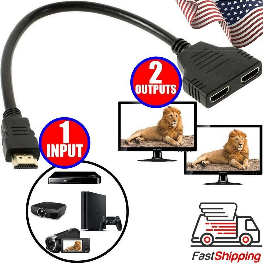 Jual Splitter HDMI 2 port untuk Cloning Display 2 Monitor TV Spliter ...