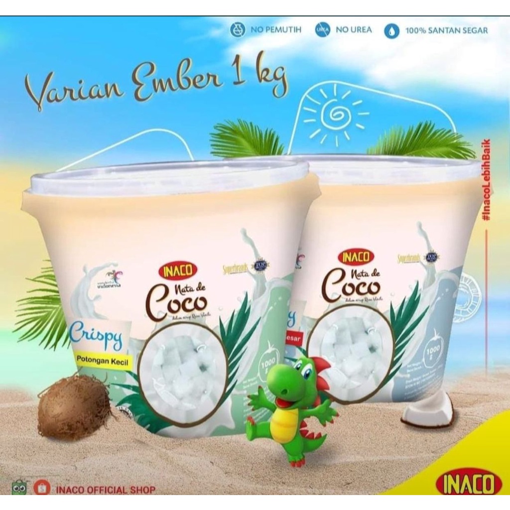 Jual Nata De Coco Inaco ember 1kg potongan kecil / jelly inaco nata de ...