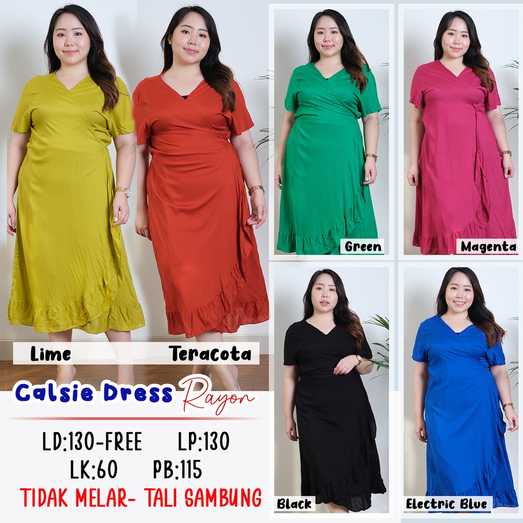 Jual Calsie Dress Wanita Bigsize Big Size Jumbo Besar Oversize
