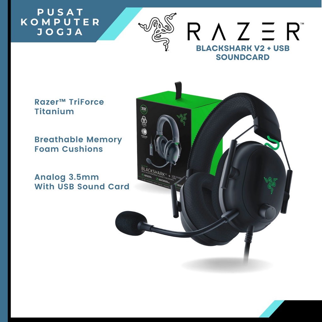 Jual Razer BlackShark V2 Wired Gaming Headset + USB Sound Card | Shopee ...