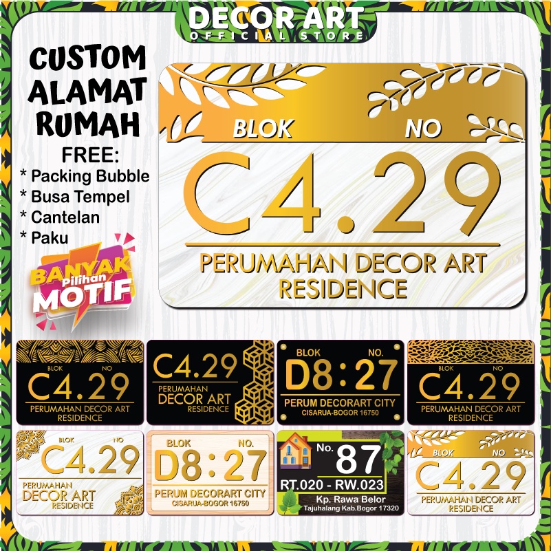 Jual Custom Decorart X Cm Hiasan Dinding Plat Nomor Rumah Dekorasi Blok No Rumah