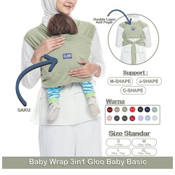 Gendongan Bayi Depan M Shape Baby Wrap 3in1 Geos Baby Instan Premium with Sash Belt  GLOO